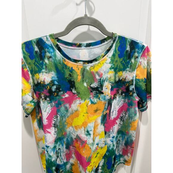 Lululemon High Neck Run and Train Tee in No Limits White Multi Sz 4 - Picture 3 of 8